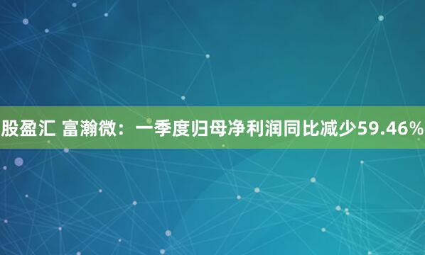 股盈汇 富瀚微：一季度归母净利润同比减少59.46%